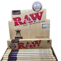 a box of raw rolling papers in a display