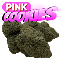 a pink cookie with the words pink cookies on it